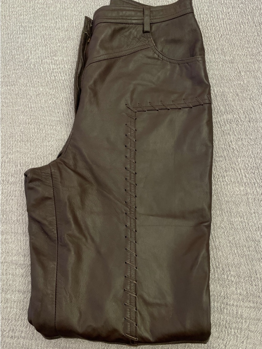 Vintage Together Leather Pants With Exposed Stitching - Size 8